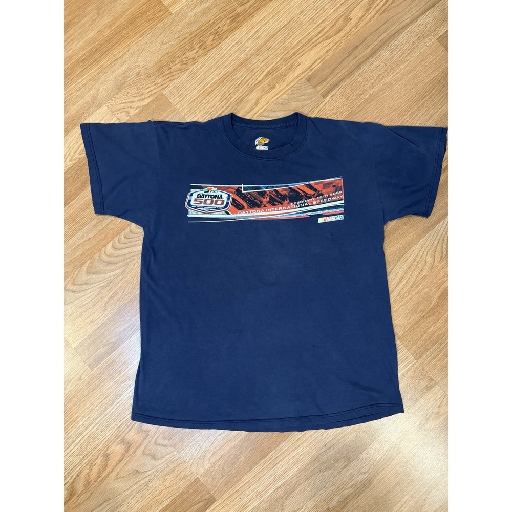 NASCAR Daytona 500 Graphic 2009 Racing T Shirt Mens LG Blue Winner's Circle